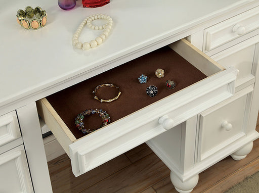 ATHY White Vanity w/ Stool - R&R Furniture Gallery (Fountain Valley, CA)