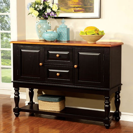 MAYVILLE Black/Antique Oak Server - R&R Furniture Gallery (Fountain Valley, CA)