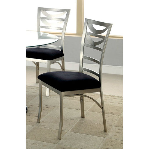 ROXO Silver/Black Side Chair (2/CTN) - R&R Furniture Gallery (Fountain Valley, CA)