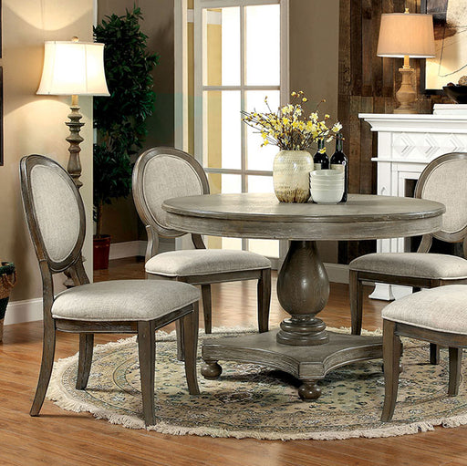 Kathryn Rustic Dark Oak Round Dining Table, Rustic Oak - R&R Furniture Gallery (Fountain Valley, CA)