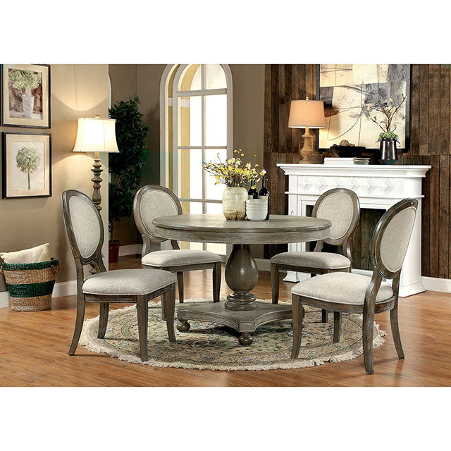 Kathryn Rustic Dark Oak Round Dining Table, Rustic Oak - R&R Furniture Gallery (Fountain Valley, CA)
