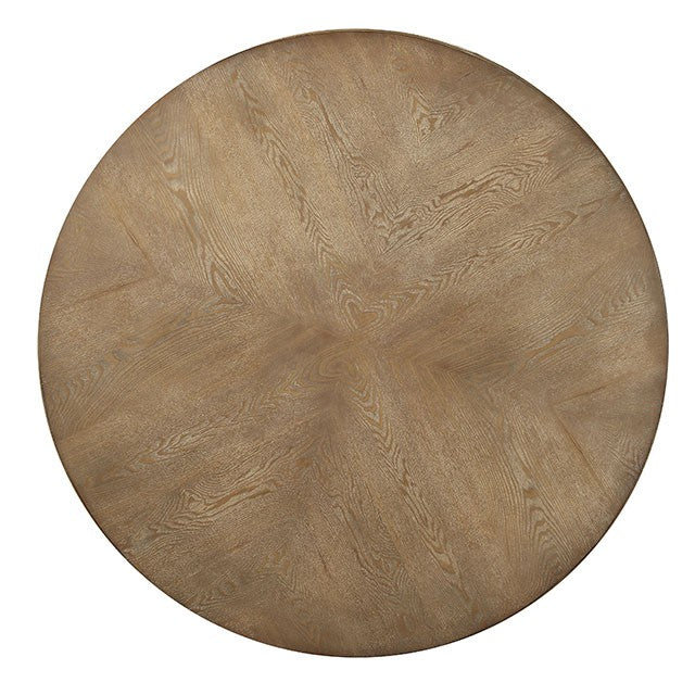 Kathryn Rustic Dark Oak Round Dining Table, Rustic Oak - R&R Furniture Gallery (Fountain Valley, CA)