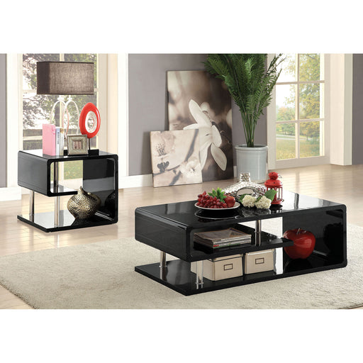 Ninove Black/Chrome End Table - R&R Furniture Gallery (Fountain Valley, CA)