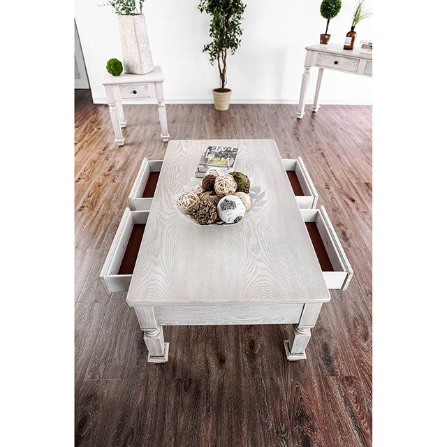 Joliet Antique White Coffee Table - R&R Furniture Gallery (Fountain Valley, CA)