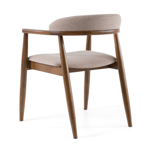 Cohen - Mid-Century Modern Tan Fabric + Walnut Dining Chair — view 3