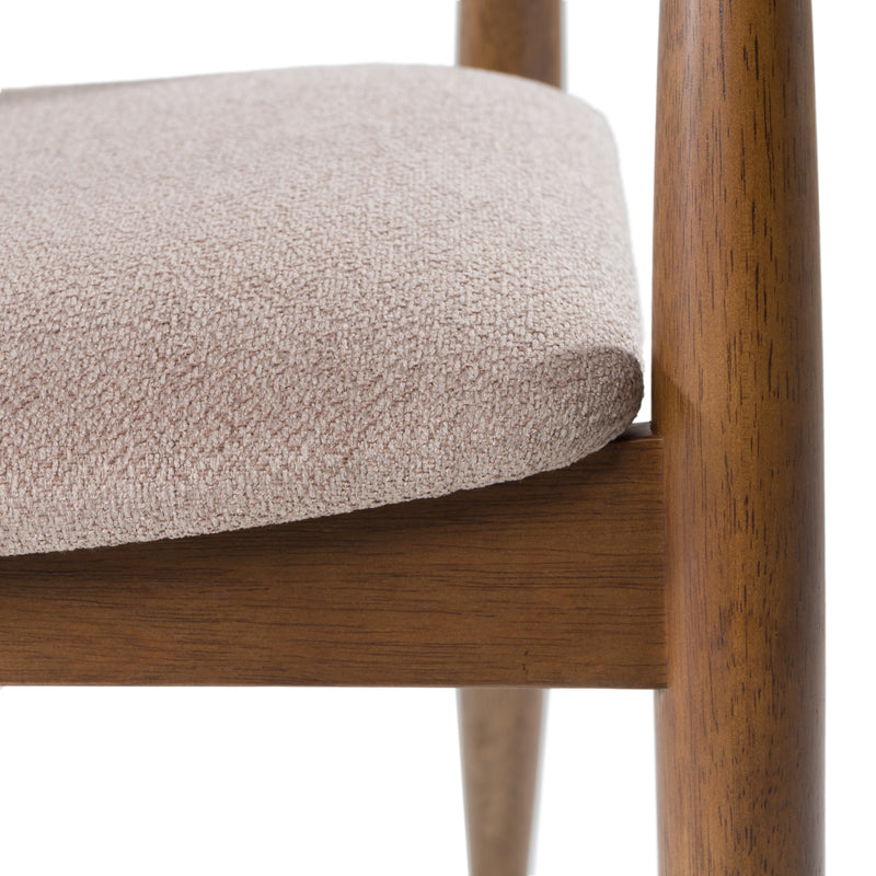 Cohen - Mid-Century Modern Tan Fabric + Walnut Dining Chair — view 4