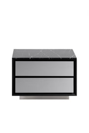 Concord - Modern Black Marble + Black Ash + Aluminum Nightstand