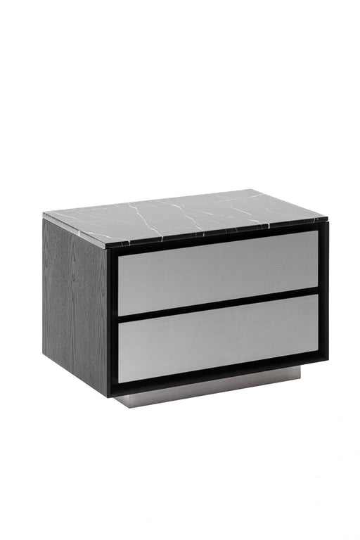 Concord - Modern Black Marble + Black Ash + Aluminum Nightstand — view 2