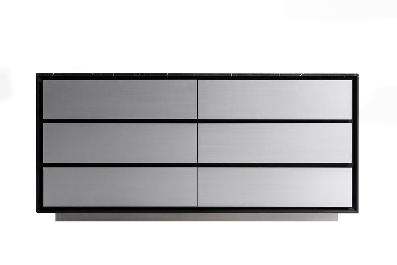 Concord - Modern Black Marble + Black Ash + Aluminum Dresser
