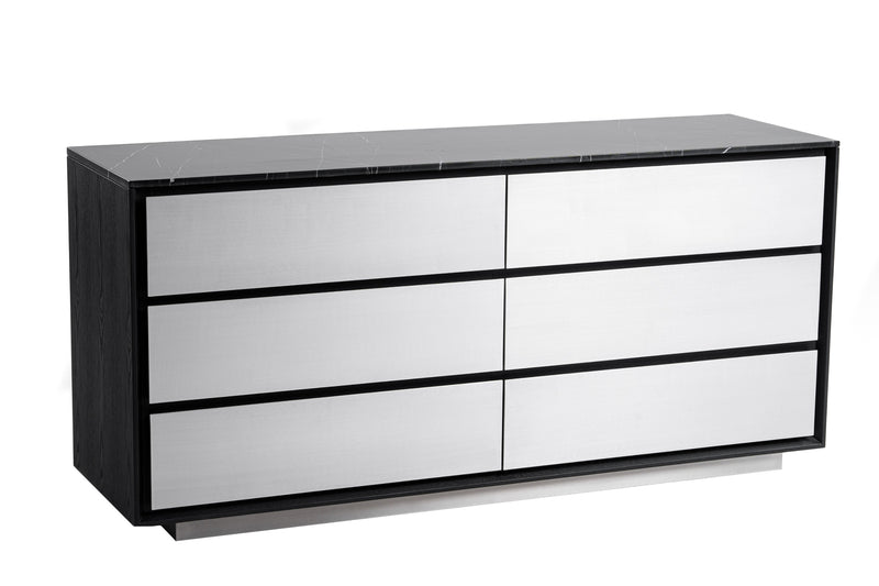 Concord - Modern Black Marble + Black Ash + Aluminum Dresser — view 2