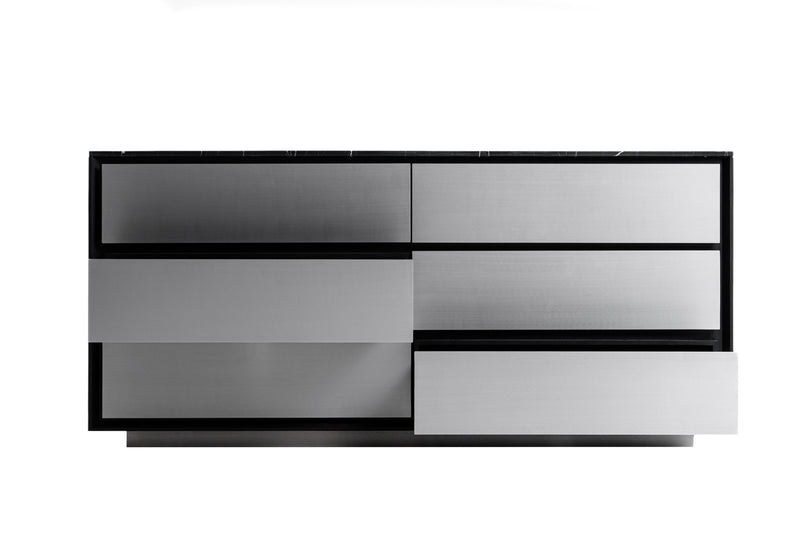 Concord - Modern Black Marble + Black Ash + Aluminum Dresser — view 5