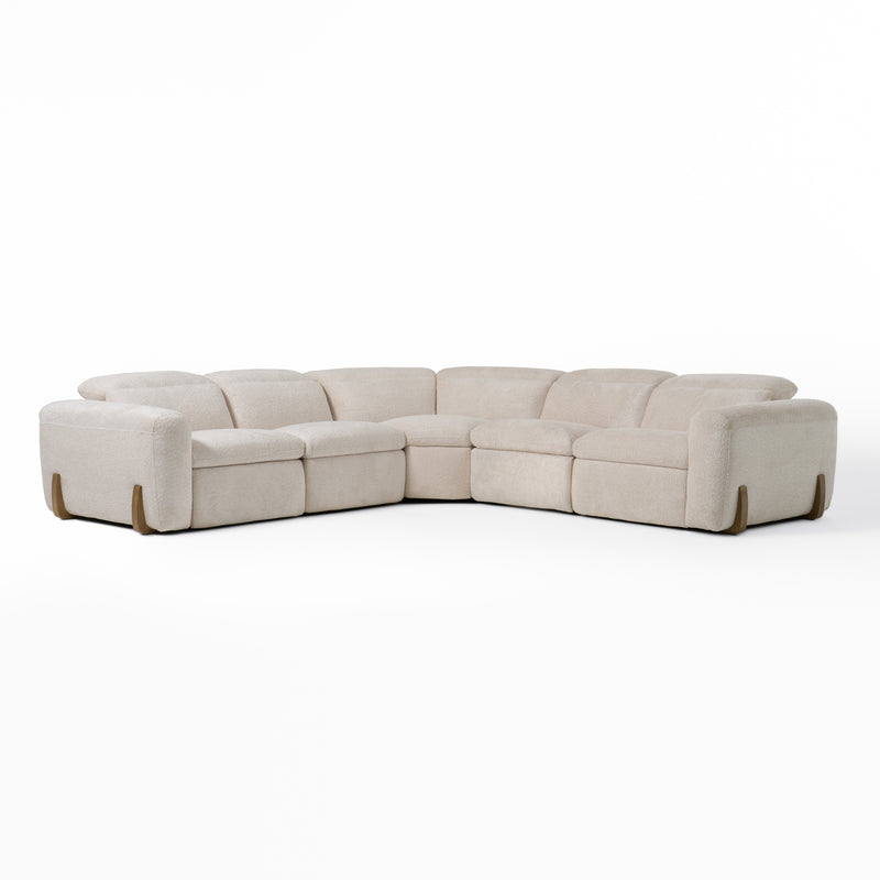 Conrad - Modern Beige Fabric Sectional Sofa With 3 Recliners — view 2