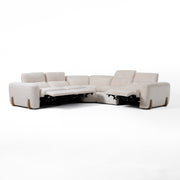 Conrad - Modern Beige Fabric Sectional Sofa With 3 Recliners — view 3