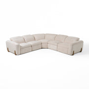 Conrad - Modern Beige Fabric Sectional Sofa With 3 Recliners — view 4