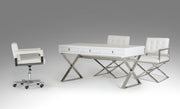 Congress Transitional White Crocodile Office Desk — view 4