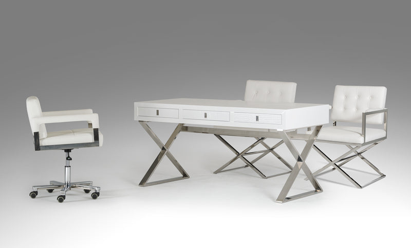 Congress Transitional White Crocodile Office Desk — view 4