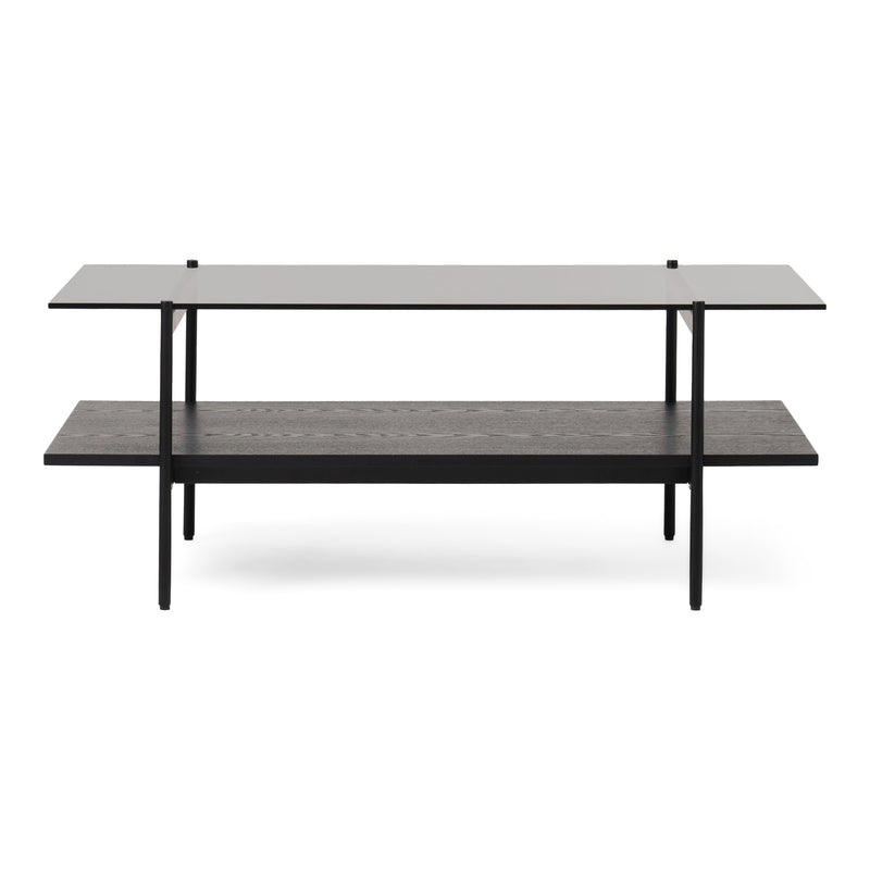 Conley - Mid-Century Modern Grey Glass + Black Ash Coffee Table — view 5