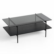 Conley - Mid-Century Modern Grey Glass + Black Ash Coffee Table