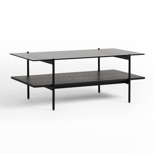 Conley - Mid-Century Modern Grey Glass + Black Ash Coffee Table — view 2