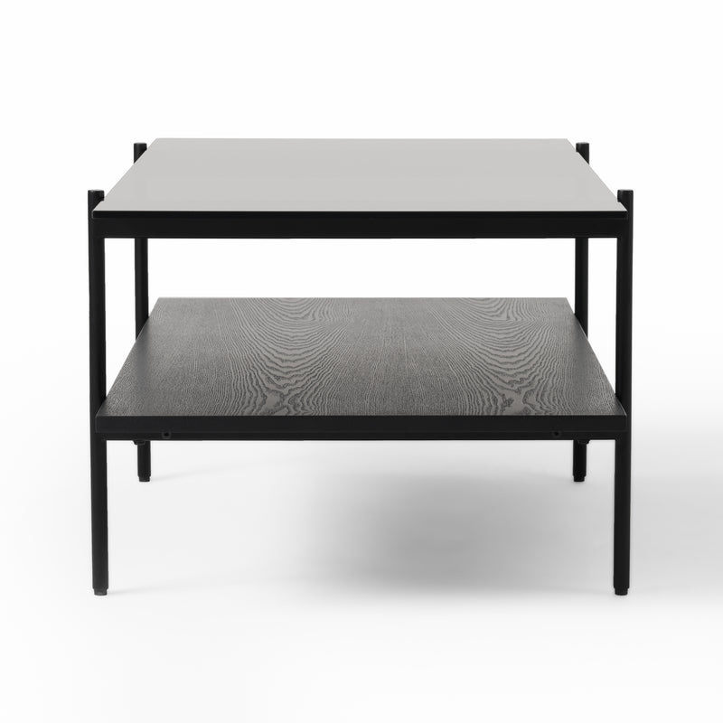 Conley - Mid-Century Modern Grey Glass + Black Ash Coffee Table — view 3