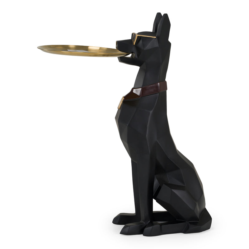 Cool Dog With Plate Modern Black + Gold Sculpture — view 4