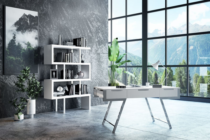 Maze Modern White High Gloss Bookcase — view 2