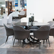 Cora - Modern Grey Fabric & Leatherette Dining Chair — view 2