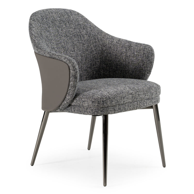 Skyline + Cora - Modern Black Crocodile + Grey Fabric & Leatherette Dining Set — view 2