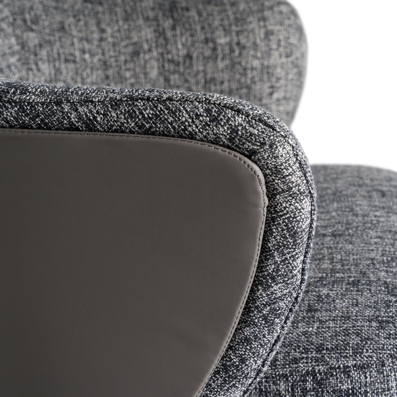 Skyline + Cora - Modern Black Crocodile + Grey Fabric & Leatherette Dining Set — view 3