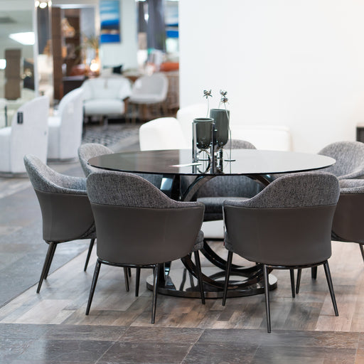 Cora - Modern Grey Fabric & Leatherette Dining Chair — view 2