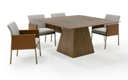 Cora- Modern Walnut and Black Tempered Glass Dining Table — view 2