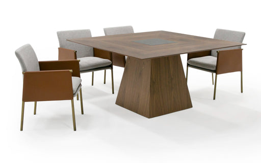Cora- Modern Walnut and Black Tempered Glass Dining Table — view 2