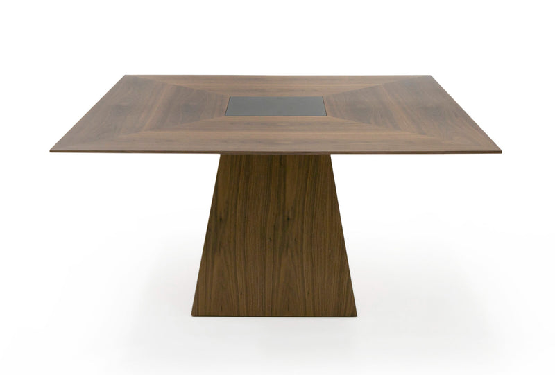 Cora- Modern Walnut and Black Tempered Glass Dining Table — view 4