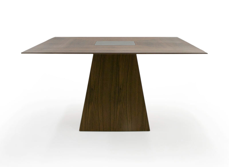 Cora- Modern Walnut and Black Tempered Glass Dining Table — view 5