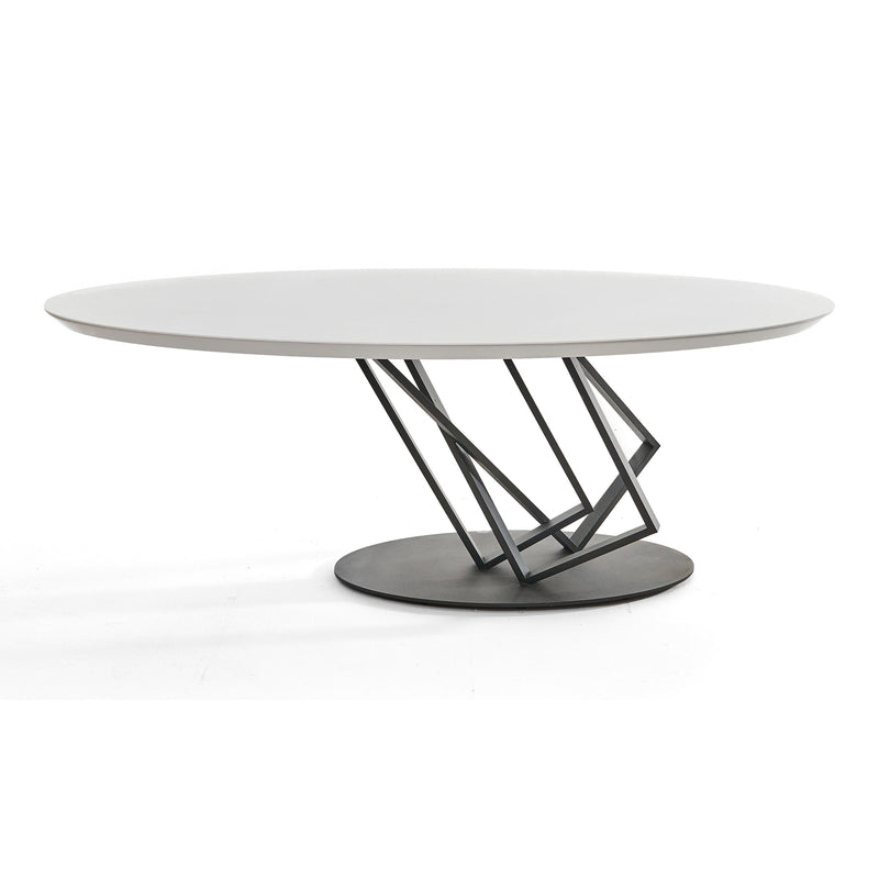 Corbett - Modern High Gloss White w/ Frosted Glass Dining Table — view 3