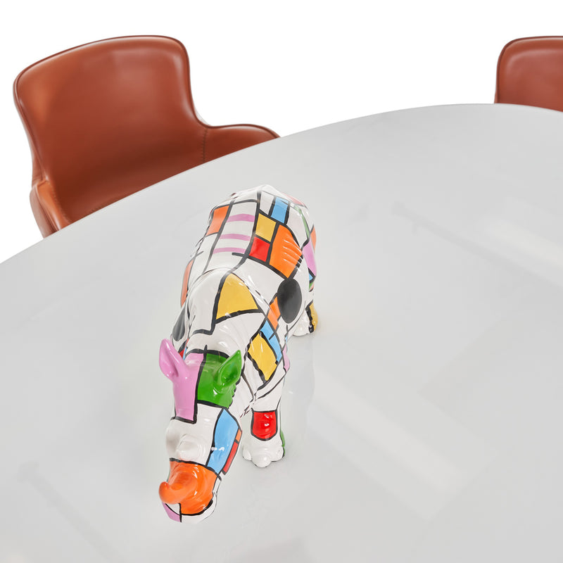 Corbett - Modern High Gloss White w/ Frosted Glass Dining Table — view 4