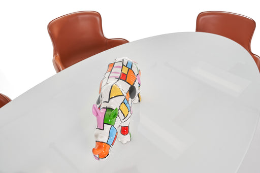 Corbett - Modern High Gloss White w/ Frosted Glass Dining Table — view 2