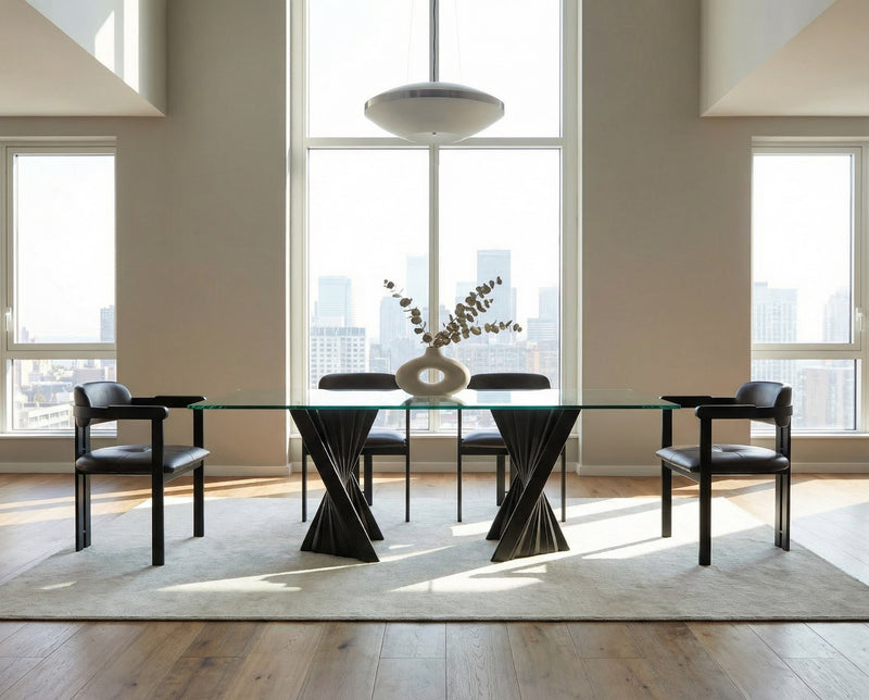 Corbin Mid-Century Black Ash & Glass Dining Table — view 2