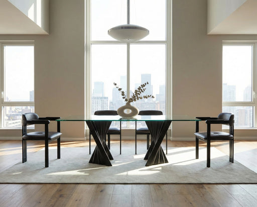 Corbin Mid-Century Black Ash & Glass Dining Table — view 2