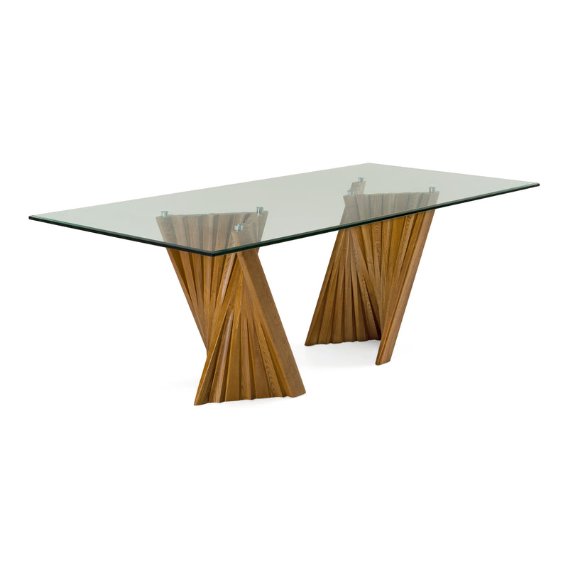 Corbin Mid-Century Walnut & Glass Dining Table — view 3