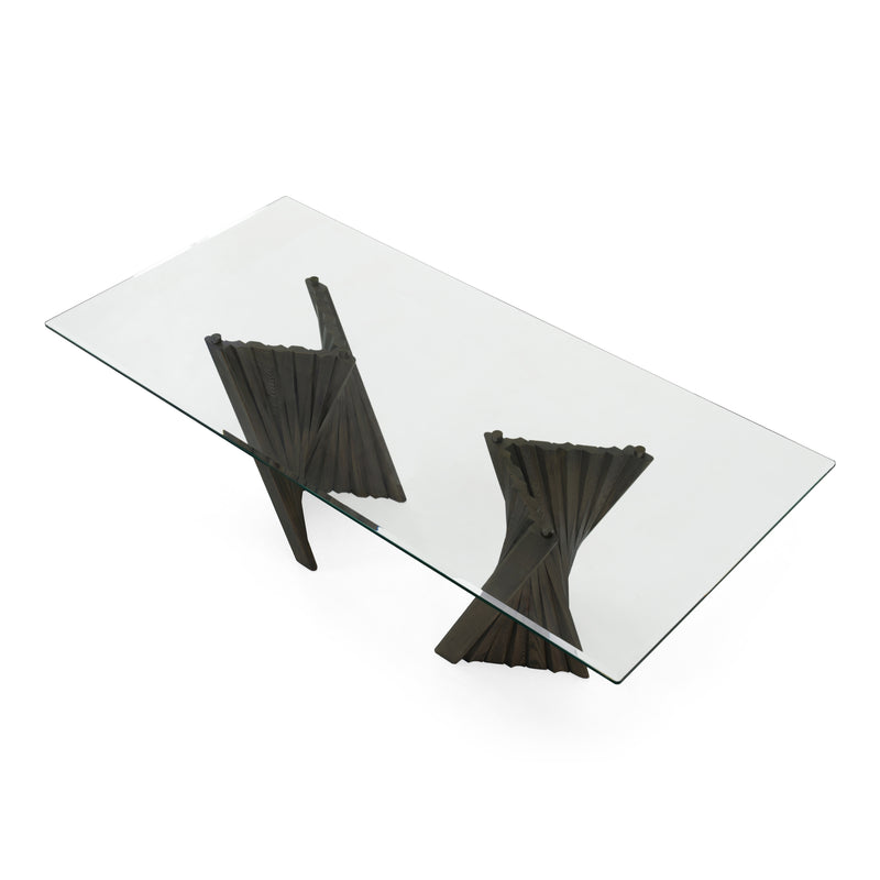 Corbin Mid-Century Grey Ash & Glass Dining Table — view 3