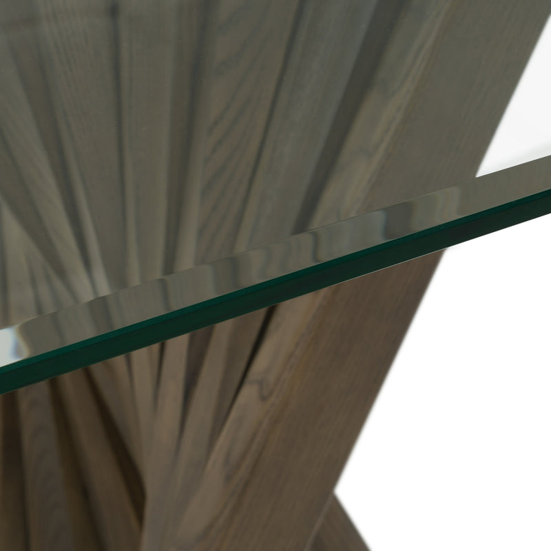Corbin Mid-Century Grey Ash & Glass Dining Table — view 5