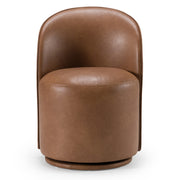 Correa - Modern Brown Vegan Leather Swivel Dining Chair — view 4