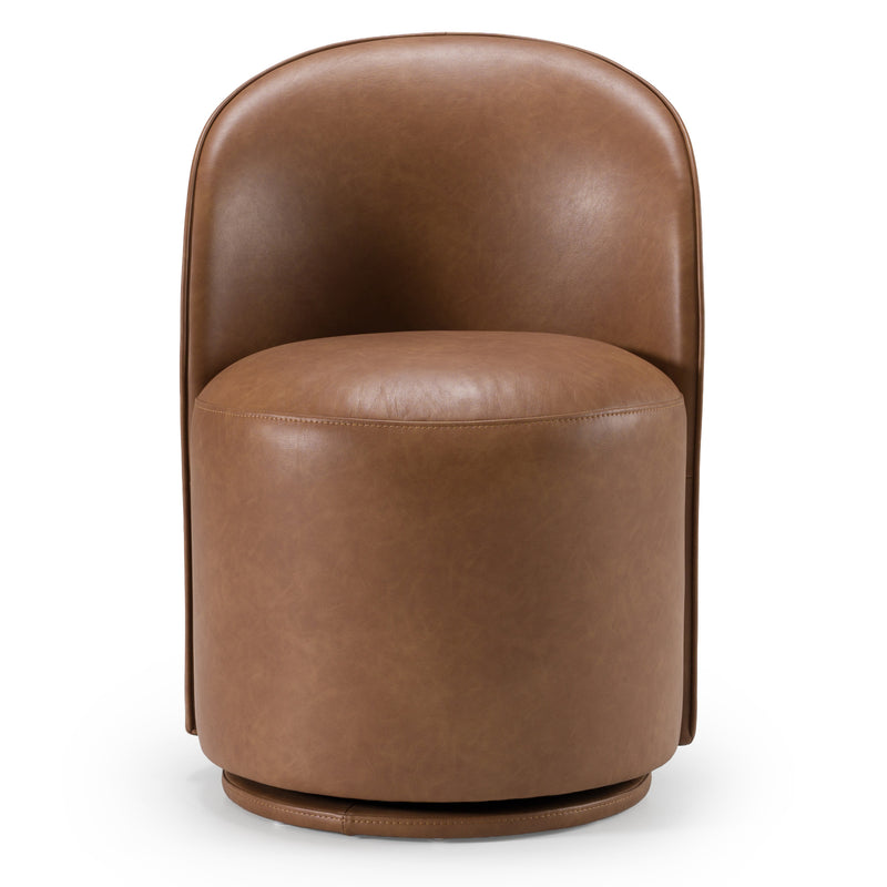 Correa - Modern Brown Vegan Leather Swivel Dining Chair — view 4