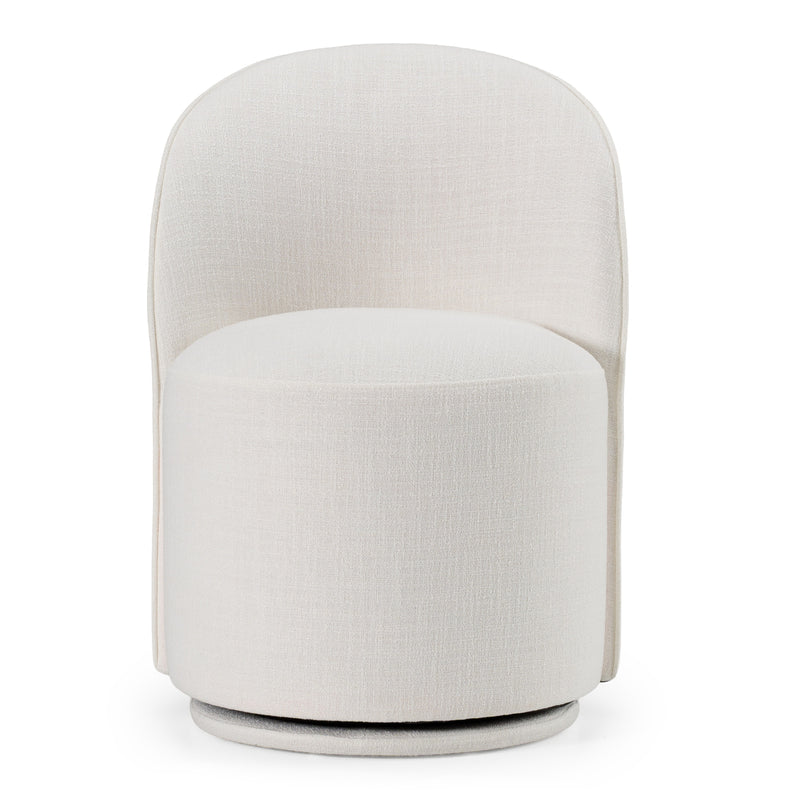 Correa - Modern White Fabric Swivel Dining Chair — view 2