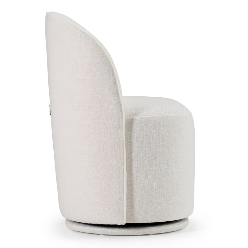 Correa - Modern White Fabric Swivel Dining Chair — view 3