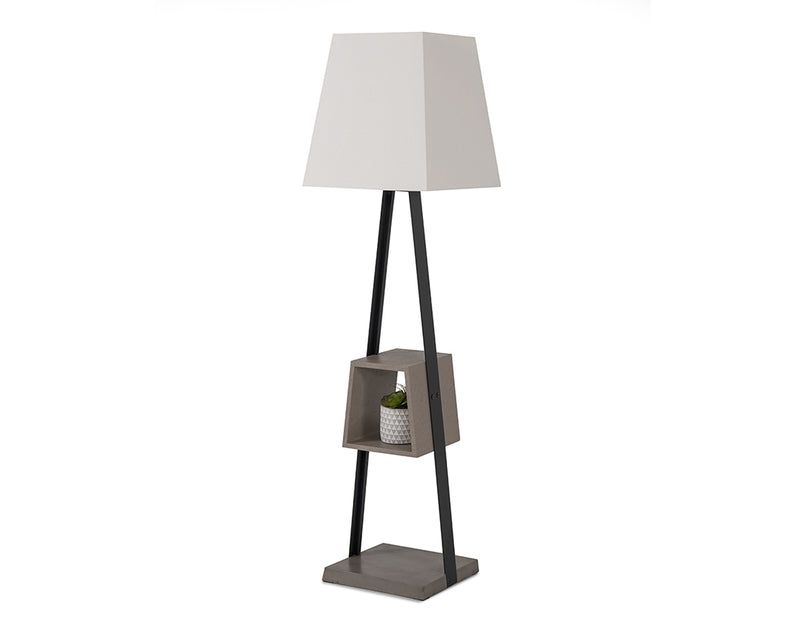 Cortez Modern Black Metal & Faux Concrete Floor Lamp