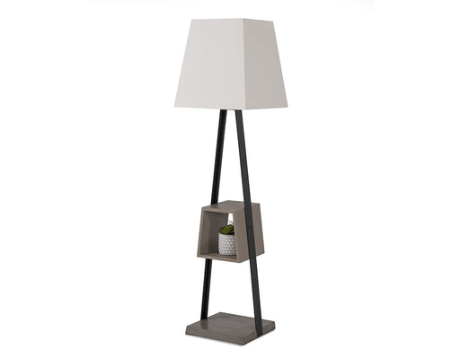 Cortez Modern Black Metal & Faux Concrete Floor Lamp