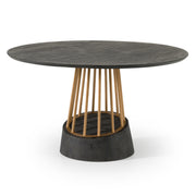 Cotopaxi - Modern Charcoal + Brass Round Dining Table