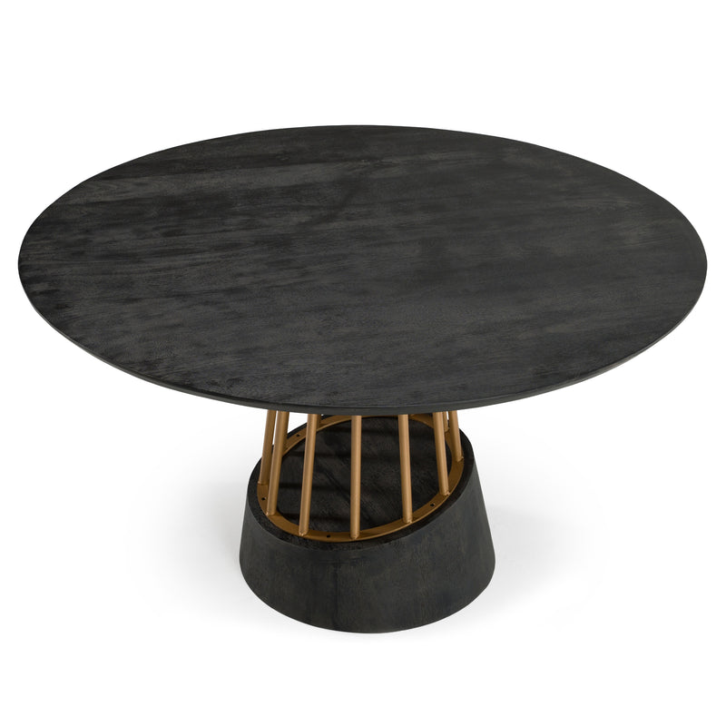 Cotopaxi - Modern Charcoal + Brass Round Dining Table — view 2